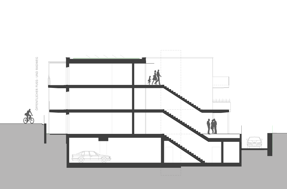 Quellenstraße Schnitt durch Stiege