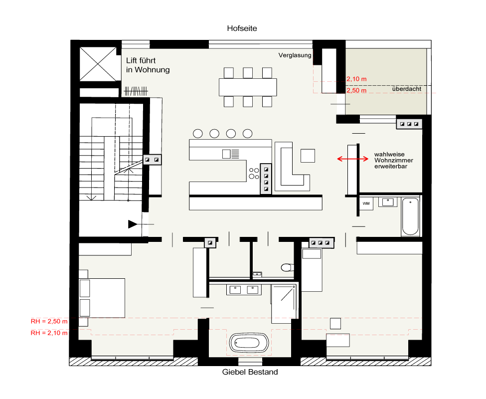 Grundiss Dachgeschoßwohnung